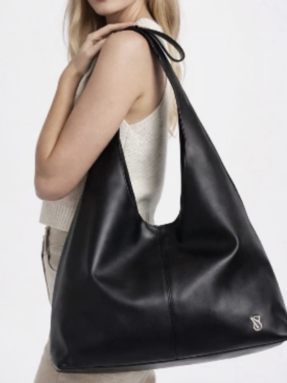 ‼️NWT‼️Victorias Secret Black Women's Leather Large Hobo Bag